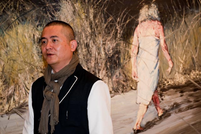 Zeng Fanzhi, MAM de Paris, 17 octobre 2013, Night 2005 en toile de fond © ppc