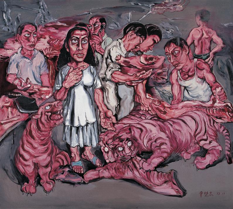 Zeng Fanzhi, Man & Meat, 200 × 180cm 1993