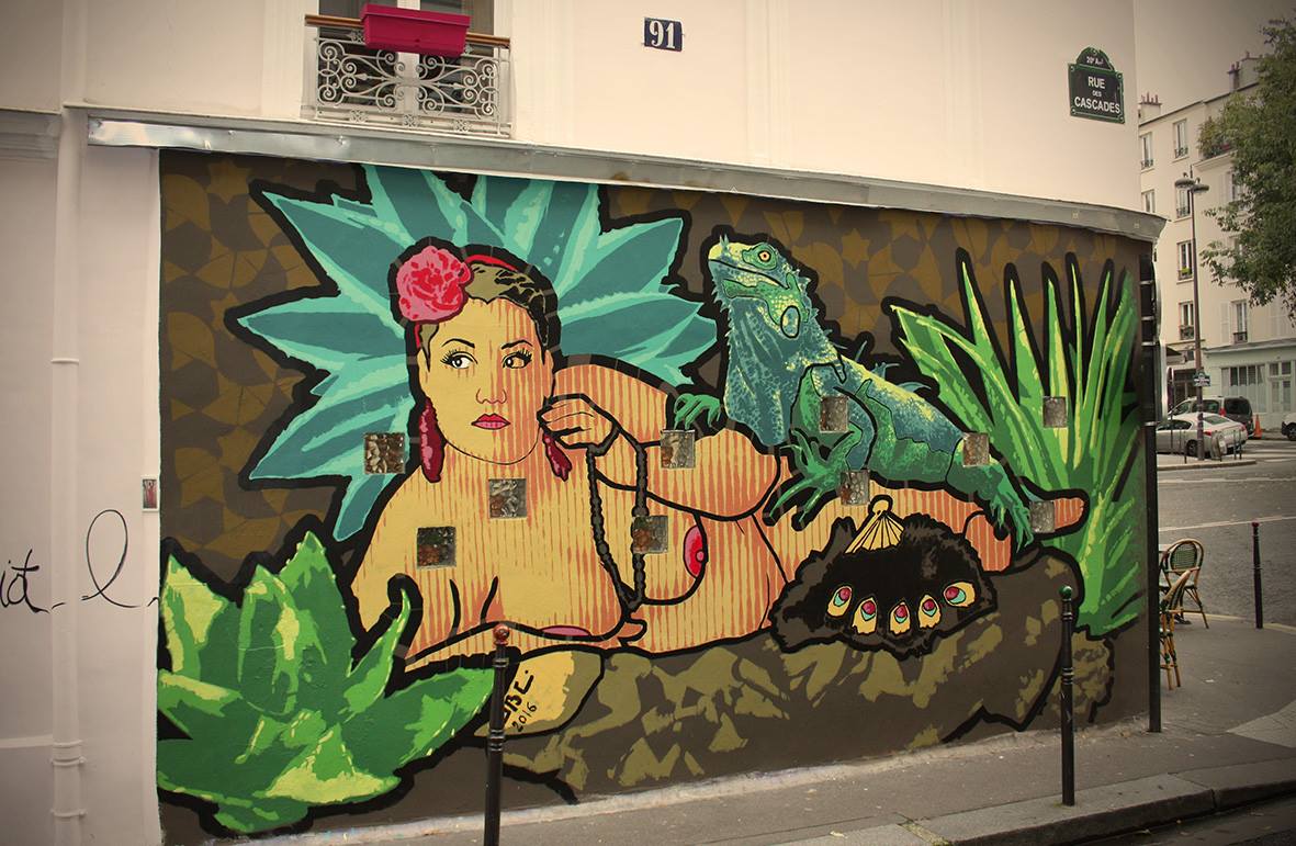 Odalisque à l'iguane © Jean-Baptiste Colin, Rue des Cascades, Galerue, 13 novembre 2016.